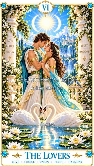 The Lovers from the Hitchcock Tarot Cards