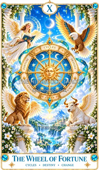 Wheel of Fortune from the Hitchcock Tarot Cards